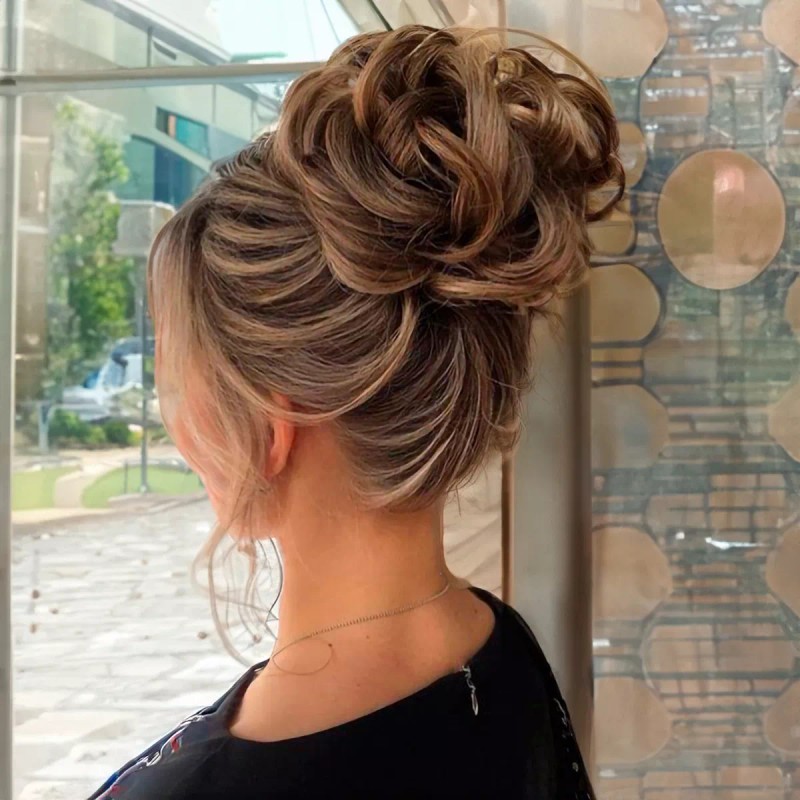 SM Extensión De Cabello Moño Ondulado Chongo Postizo Scrunchie