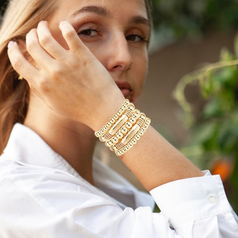 Locrccl Gold Chunky Curved Stacking Bangles Bracelet for Women Gold