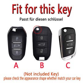 HIBEYO Smartkey Car Key Case Fits Peugeot 301 308 508 3008 5008 Leather Protective Cover Key Cover for Citroen C4L C3 DS3 for Opel Grandland X Remote Control Key Ring A Pink