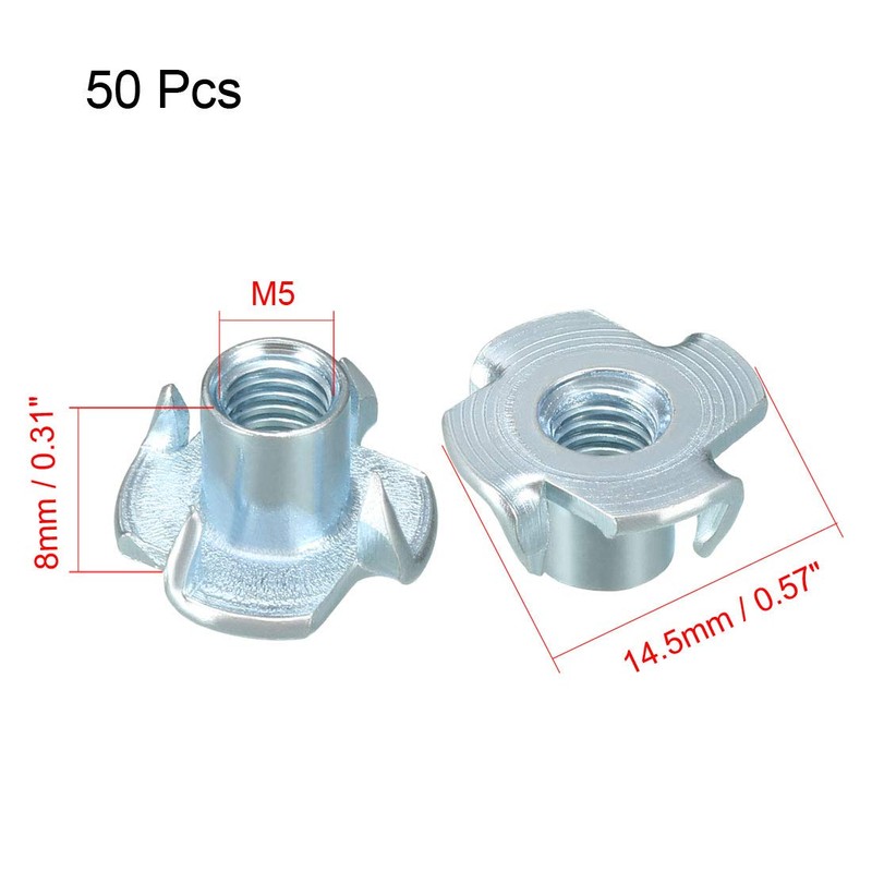 sourcing map M5 4 Pronged Tee Nut T-Nut for Table