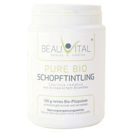 Pure Organic Coprinus Powder 100 g Coprinus Comatus Vital Mushroom Powder (Crested Tintling) from EU Organic Agriculture, Vegan, No Artificial Additives