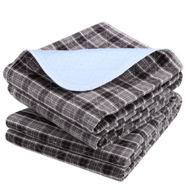 OUTCREATOR® Washable Bed Pads 34" x 56" (Pack of 2), Incontinence Mattress Protector, Anti-Slip Waterproof Underpads for Adults Kids Elderly Pets, Absorbency & Reusable Bedwetting Pads (Black Plaid)