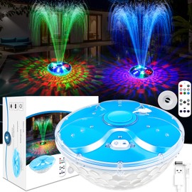 Pool Fountain with Remote, 8000Mah High Brightness Above Ground Pool Fountains with Lights Show, Battery Operated Floating Pool Water Fountain, Floating Fountains for Inground Pool-1pc(Blue)