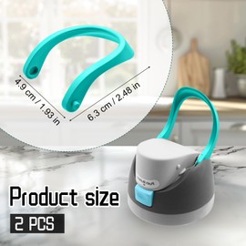 JTJEI 2pcs Handles for Owala FreeSip 24oz 32oz, Water Bottle Cap Carry Loop Handle, Replacement Parts for Owala Cup 16/25/40oz Easy Bottle Top Lid Cap Replacement Accessories, BPA-Free (Cyan)