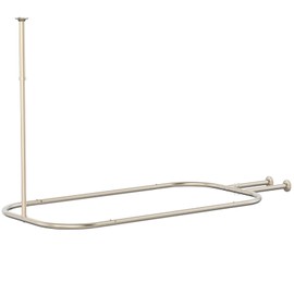PrettyHome Shower Curtain Rod Hoop Square Shape Bathroom Heavy Duty No Rust Oval Shower Rod 58.3"x24" for Clawfoot Tub,for Free Standing Tubs Brushed Nickel