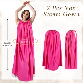 Suhine 1 Pcs Rose Yoni Steam Gown Robe Sauna Cloak Sweating Steam Kit Foldable Sleeveless for Women Bath Spa Hair Salon (Rose Red)