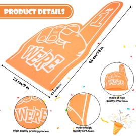 PETSTIBLE 5Pack 18 Inch Giant Foam Finger We're Number 1 Foam Hand Cheerleading Foam Fingers for Sports Cheer School for Spirit Craft Foam Hands Team Finger Foam Hand for Sports Events Games