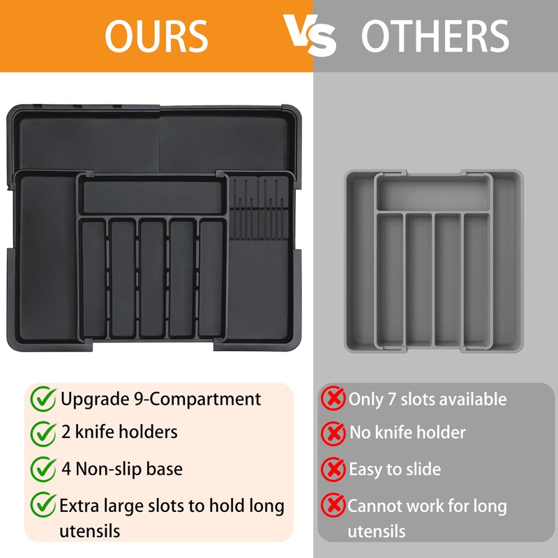Homecor Silverware Organizer - Expandable Large Kitchen Drawer Organizer Utensil