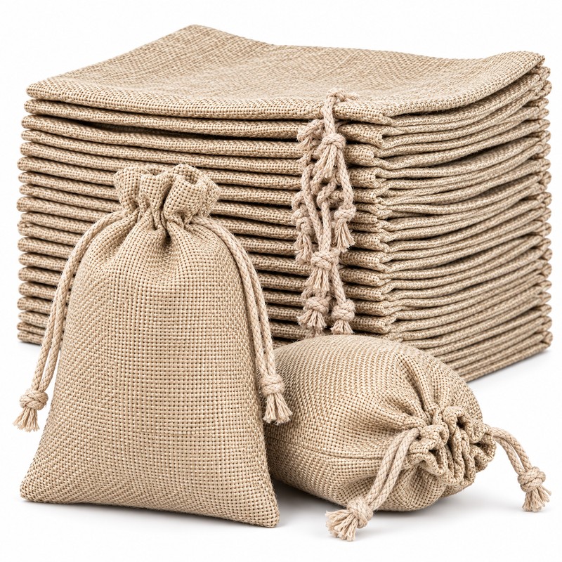 20-Piece Burlap Drawstring Gift Bags – 3.93 × 5.91 Inch