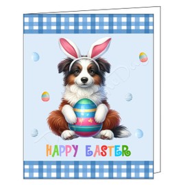 Border Collie Dog Easter Dog Greeting Cards - Adorable Pets Invitation Cards with Envelopes - Pet Artwork Festival Note Cards (1 Note Card)