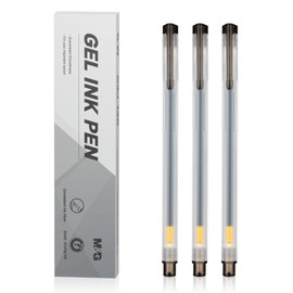 M&G 3 Pcs Gel Pens, 0.5mm Fine Point Pens, Large Capacity Black Gel Ink Pens Quick Dry Gel Ink Pens Smooth Writing Rollerball Pens for Office School Home Women Men