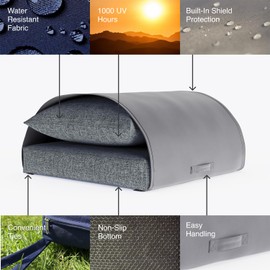 CoveredCushion 24"x24" Outdoor Cushions Set for Patio Furniture w/Built-in Removable Waterproof Cover - Fade Resistant Deep Patio Chair Cushions, Outdoor Patio Seat Cushion Replacement, Gray