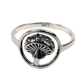 FashionJunkie4Life Sterling Silver Rings for Women | Stylish Mushroom Ring | Sterling Silver Finger Ring with Agaric Mushroom Design | Gift of Mushroom Jewelry Silver Ring for Men Size 5