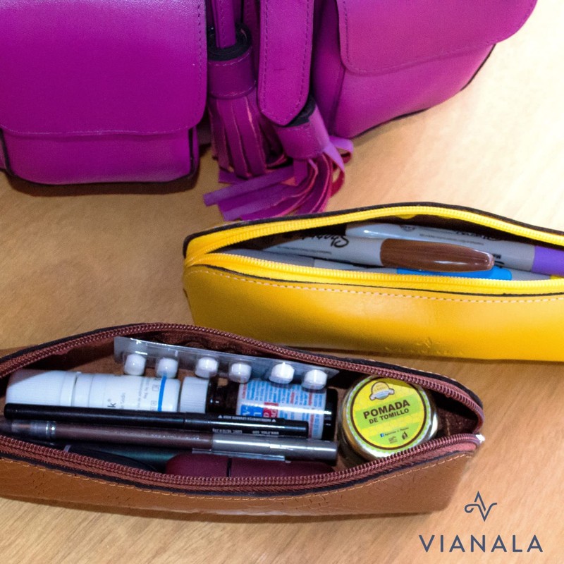 Estuche de lapices pequeño y para plumas de cuero con