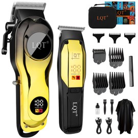 LQT Cordless Hair Clippers for Men, Professional Clippers and Trimmers Set with Adjustable Taper Lever and LED Display for Mens Gifts