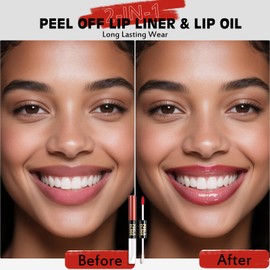 Wugbc Lip Stain Peel Off Lip Oil 2 in 1 Combo Set, Rose Long Lasting Tattoo Lip Liner Stain, Transfer-Proof Lip Tint Matte Finish Moisturizing Lip Gloss for Women Daily Makeup, Easy to Use Quickly