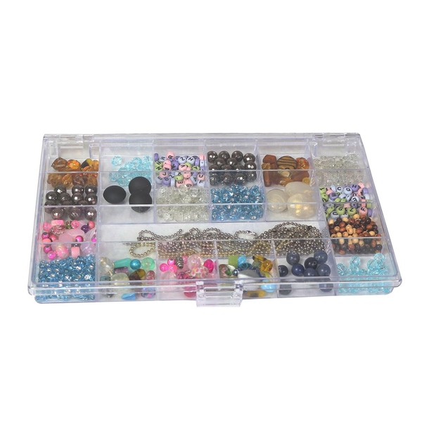 Everything Mary 21 Compartment Bead Storage Box – Clear Organizer