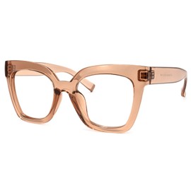 Zeelool Trendy Rectangle Blue Light Blocking Glasses for Women TR90 Eyewear Malcolm VFT0269 (VFT0269-02 Champagne, Blue Light Blocking)