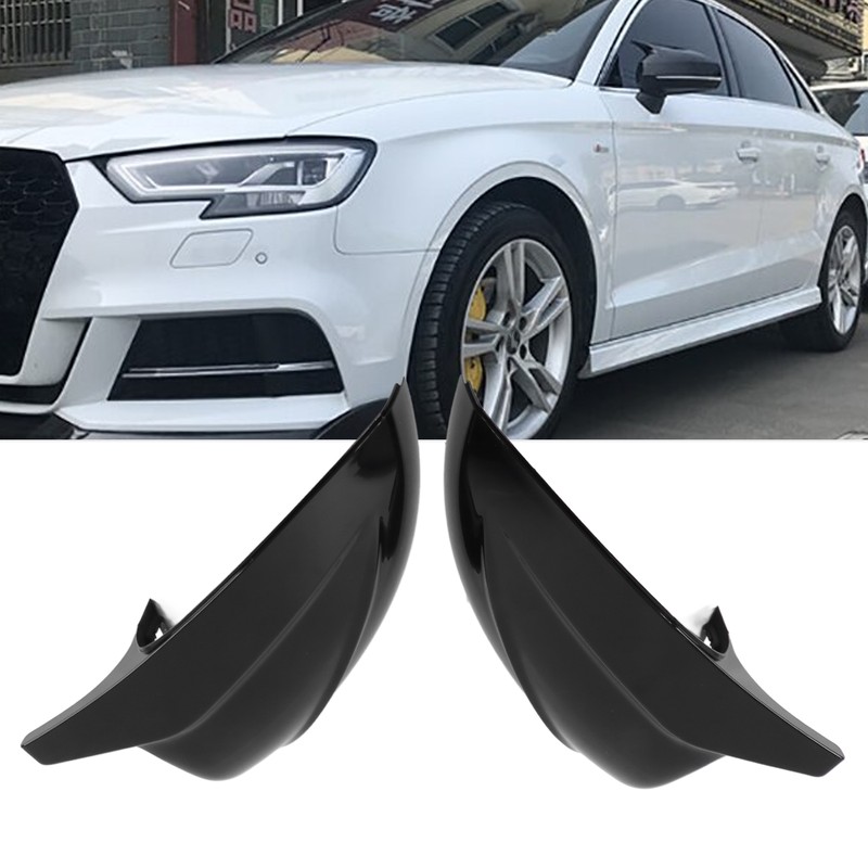 Pair Horned Rearview Side Door Mirror Covers Glossy Black Replacement