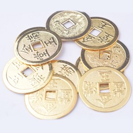 5pcs Chinese Fortune Golden Coins-feng Shui Dragon-phoenix Coin + Gift BAG Y1011