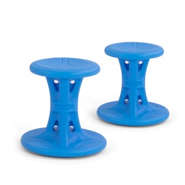 Simplay3 14" Play Around Wiggle Chairs 2-Pack, Kids Wobble Stools for Ages 5-8, Improved Focus and Attention - Blue, Made in USA