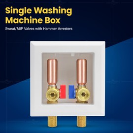 Highcraft Washing Machine Outlet Box Compact Universal Utitliy Outlet Valve Box for Ice Makers, Gas Valves, Air Admittance Valves and Washing Machine, 1/2" Sweat/MIP Connection with Hammer Arrestor