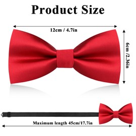 AidShunn Bow Tie for Men, Adjustable Formal Neck Bowtie Men's Bowtie Classic Solid Color Pre-Tied Bow Tie for Parties Wedding (Red)