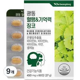 Guangdong Blood Circulation & Memory Ginkgo, 60 tablets, 9 ea / 광동 혈행&기억력 징코, 60정, 9개