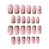 24Pcs Cute Flower Press on Nails Medium Long Square Fake