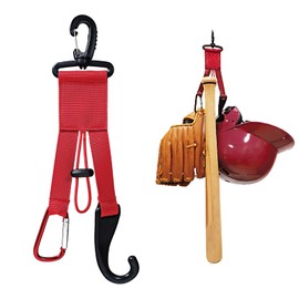 AJFHKJ Baseball Softball Gear Hanger Dugout Organizer -Multipurpose Hanging Buckle Metal Hangers for Hold Outdoor Sports Equipment, Camping, Gloves, Helmets, Bats, Water Bottle Holder (Red)