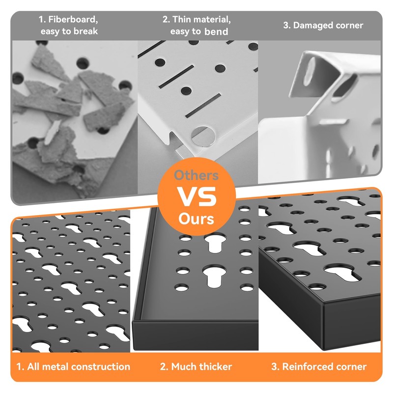 WALMANN Metal Pegboard Wall Tool Organizer Board with Pegboard Hooks,