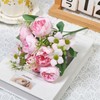 DEMIUKO 6 Bunches Peony Artificial Flowers Small Bouquets Pink Wedding