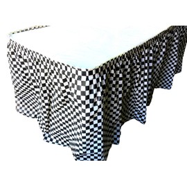 Playscene Plastic Black & White Checkered Flag Pleated Table Skirt Party Decoration (Checkered Black & White, 1)