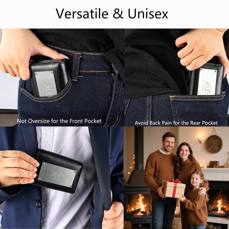 JLDAdornGo Wallet for Men RFID Slim Bifold Genuine Cattle Leather