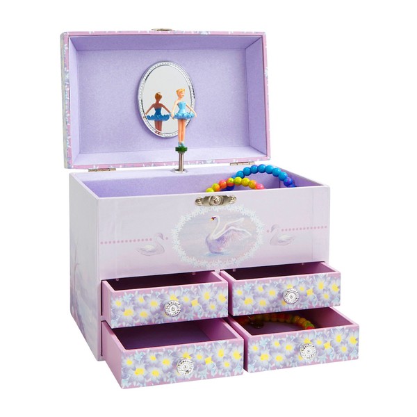 JewelKeeper Large Music Box Jewellery Box with 4 Drawers Choice of Models, Purple