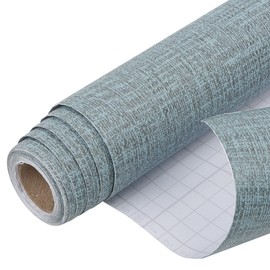 Arthome 40x310CM Papel de Contacto Autoadhesivo Vinilo de PVC Grano de Tela Azul Impermeable,Papel Pintado Vinilo Decorativo para Muebles,Encimera,Cocina,Estante
