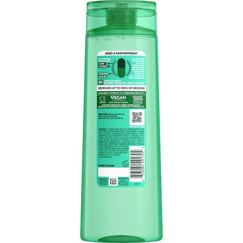 Garnier Fructis Pure Clean Shampoo, 12.5 fl. oz.
