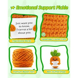 JELUTAR Mini Funny Positive Potato, 3 inch Knitted Doll with Positive Card for Cheer Up Gifts and Party Decorations, Cute Positive Potato Crochet Doll for Birthday Gifts (Positive Carrot)