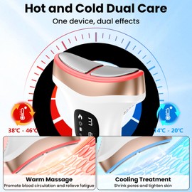 PKBD Face Massager with 45℃ Heat & 15℃ Cold, EMS Facial Massager with 7 LED Colors 7 Modes, Skin Face Lift Device, Anti-Wrinkle Anti Aging Face Sculpting Therapy Massage Tool Double Chin Reducer Women