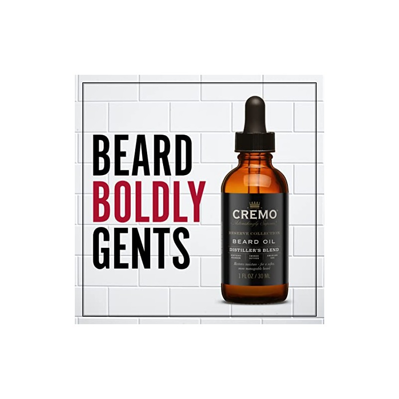 Cremo Beard Oil for Men, Distiller's Blend, 1 Fl Oz