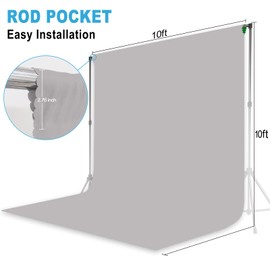 Grey Backdrop for Photoshoot, Professional Photo Backdrop Background Curtain for Product Photography, Portraits, Wedding, Party, Live Streaming Video Recording 10X10 FT (Background Only)