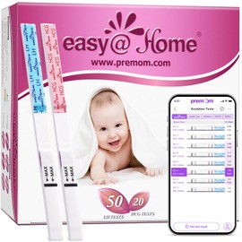 Easy@Home Kit combinado de 50 tiras reactivas de ovulación y 20 tiras reactivas de embarazo (50 LH + 20 HCG): el empaque puede variar.