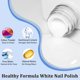 Peel off Nail Polish - Milky White Nail Polish - 60 Seconds nail Varnish Quick Dry - Long Lasting Nail polish - Breathable Vegan nail Polish for Women Girls DIY Nail Paint No Bake