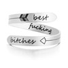Vrycot Adjustable Silver Best Bit ches Ring Inspirational Themb Ring