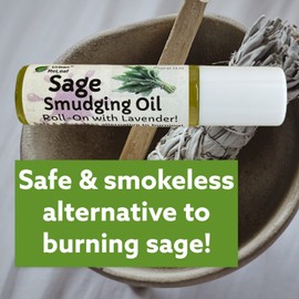 Urban ReLeaf Sage Smudging Oil Roll-On with Lavender! Cleansing, Energy, Clearing, Anointing, Blessing, Protection. Smokeless Alternative. 100% Natural, Vegan, Made Fresh in USA (13 ml)