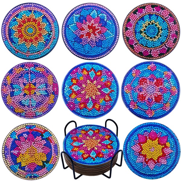 LinJunnz Pack of 8 Diamond Painting Coasters, Diamond Painting Coasters