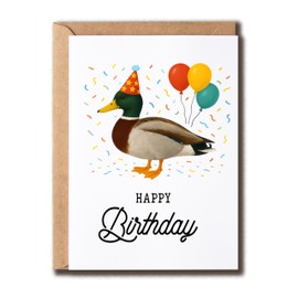 GoGi93Art Birthday Mallard Card - Duck With Balloons Themed Card - Funny Wildlife Birthday - Humor Greeting - Happy Anniversary - Him - Her
