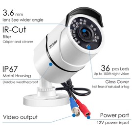 ZOSI 5.0MP TVI Security Camera-Super HD Bullet Waterproof CCTV BNC Camera for Home Office Security System (Renewed)