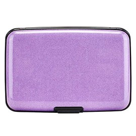 Elfish RFID Blocking Credit Card Protector Aluminum ID Case Hard Shell Business Card Holders Metal Wallet for Men or Women (Purple)