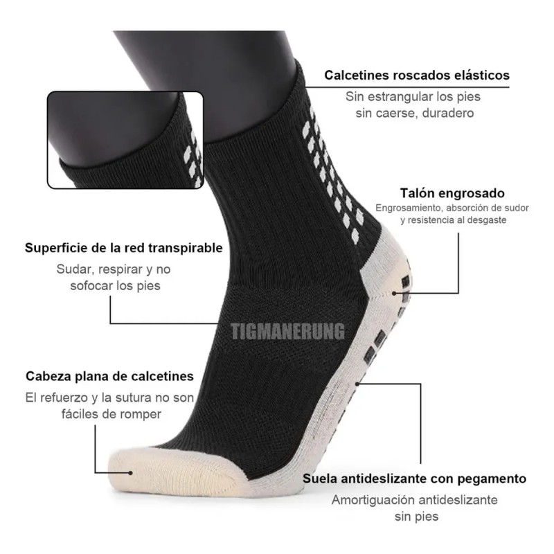 Calcetas Antideslizantes de Fútbol Tigmanerung para Adulto, Pack de 3